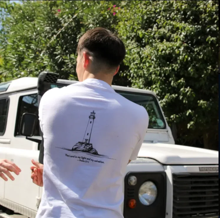 The Light Tee, back print with Psalm 27:1