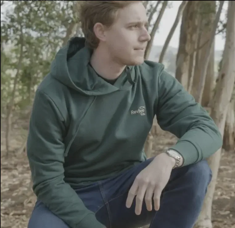 Seek the Kingdom Hoodie, front view, worn outdoors