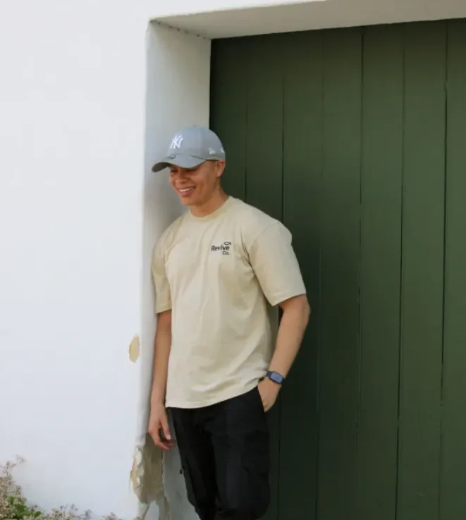 The Set Apart Tee, front view, worn outdoors